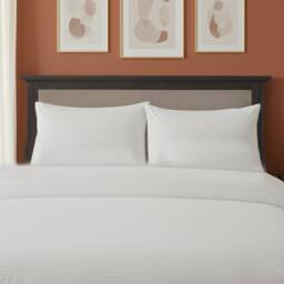 Snug City Microfibre Soft Touch Satin Stripe Housewife Pillowcase Pair in White - thumbnail 1