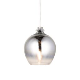 Loops Metallic Chrome Ceiling Pendant Light Obre Glass Finish Hanging Interior Fitting in Clear - thumbnail 1