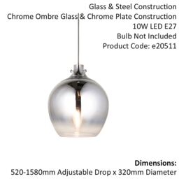 Loops Metallic Chrome Ceiling Pendant Light Obre Glass Finish Hanging Interior Fitting in Clear - thumbnail 2