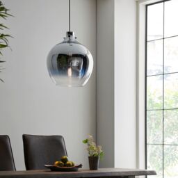 Loops Metallic Chrome Ceiling Pendant Light Obre Glass Finish Hanging Interior Fitting in Clear - thumbnail 4