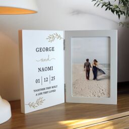 Personalised Memento Company Personalised Anniversary Wooden Hinged 6x4 Photo Frame in White - thumbnail 6