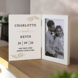 Personalised Memento Company Personalised Anniversary Wooden Hinged 6x4 Photo Frame in White - thumbnail 3