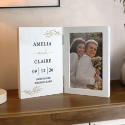 Personalised Memento Company Personalised Anniversary Wooden Hinged 6x4 Photo Frame in White - thumbnail 4