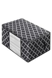 Living and Home Large Capacity Foldable Fabric Clothes Organizer Bag in Black - thumbnail 5