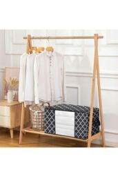Living and Home Large Capacity Foldable Fabric Clothes Organizer Bag in Black - thumbnail 2