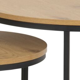 Furniture To Go Spiro Round Coffee Table Set with Oak Top & Black Legs - thumbnail 6