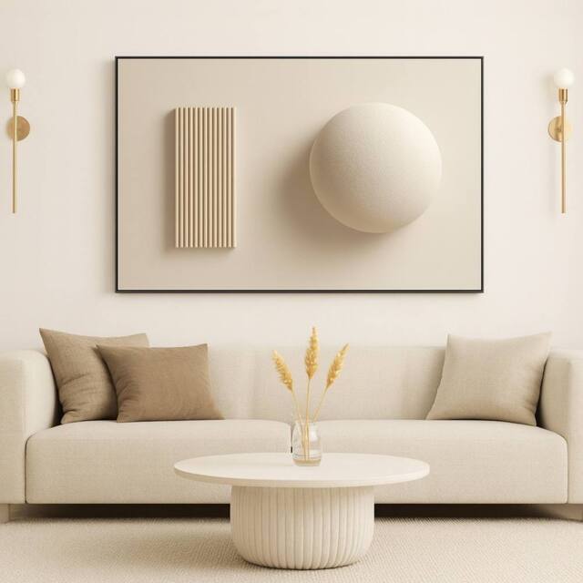 Mafett Large Flat Effect Canvas Wall Art Minimalist Neutral Unframed in Beige - Size: A1 - image 1