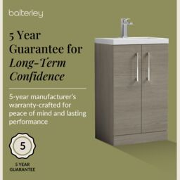 Balterley Bathroom Vanity Basin Unit, Chrome Handles, 500mm, Mid Oak in Brown - thumbnail 6