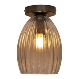 First Choice Lighting Set of 2 Birch - Fluted Glass Satin Nickel Ceiling Light Fittings in Clear - thumbnail 3