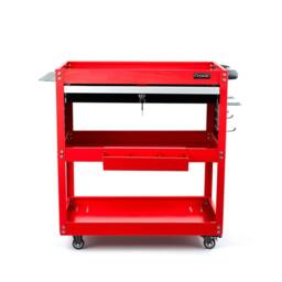 Crystals 3 Tier Workshop Tool Trolley Cabinet with Drawer & Wheels in Red - Size: 10000mm x 520mm - thumbnail 6
