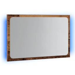 Berkfield Home Durable Bathroom Mirror with LED Light Old Wood 60x8.5x38 cm in Brown - thumbnail 1
