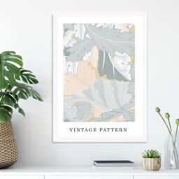 ARTZE William Morris Sage Green Willow Art Print / White Frame / SIZE: A3 in Pale Green - Size: A4