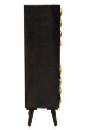 Orsina Storage Cabinets, Black Mango Wood with Warm Metallic Finish, Two Door Storage & Modern Shelving Space in Gold - thumbnail 5