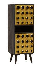 Orsina Storage Cabinets, Black Mango Wood with Warm Metallic Finish, Two Door Storage & Modern Shelving Space in Gold - thumbnail 3