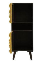 Orsina Storage Cabinets, Black Mango Wood with Warm Metallic Finish, Two Door Storage & Modern Shelving Space in Gold - thumbnail 2