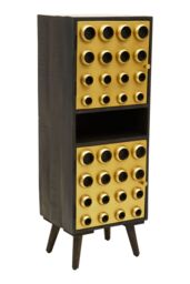 Orsina Storage Cabinets, Black Mango Wood with Warm Metallic Finish, Two Door Storage & Modern Shelving Space in Gold - thumbnail 4