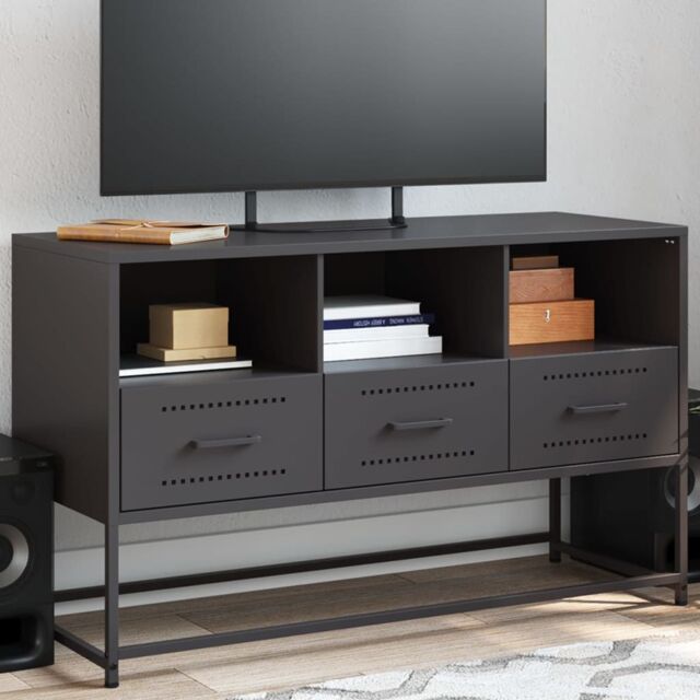 Berkfield Home TV Cabinet Black 100.5x39x60.5 cm Steel - image 1