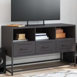 Berkfield Home TV Cabinet Black 100.5x39x60.5 cm Steel - thumbnail 1