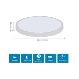 Goeco LED Ceiling Light, Dimmable, 24 W, RGB Colour Changing, for Bedroom in White - thumbnail 8