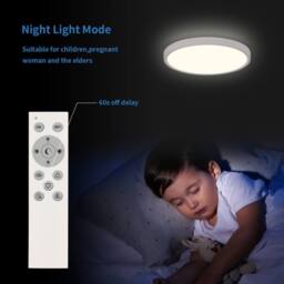 Goeco LED Ceiling Light, Dimmable, 24 W, RGB Colour Changing, for Bedroom in White - thumbnail 6