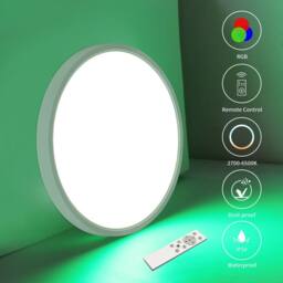 Goeco LED Ceiling Light, Dimmable, 24 W, RGB Colour Changing, for Bedroom in White - thumbnail 7