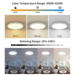 Goeco LED Ceiling Light, Dimmable, 24 W, RGB Colour Changing, for Bedroom in White - thumbnail 3