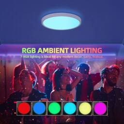 Goeco LED Ceiling Light, Dimmable, 24 W, RGB Colour Changing, for Bedroom in White - thumbnail 5