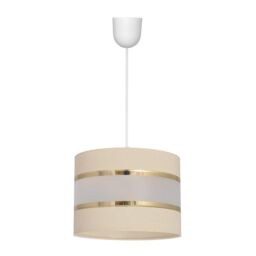 Netlighting Helen Cylindrical Pendant Ceiling Light Ecru Gold White 20cm in Beige