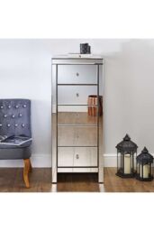 Birlea Seville 5 Drawer Narrow Chest Mirrored in Silver - thumbnail 2