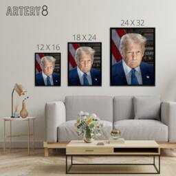 "Artery8 United States 47th President Donald Trump Framed Canvas Wall Art Print in Blue - Size: W12"" x H16""" - thumbnail 4