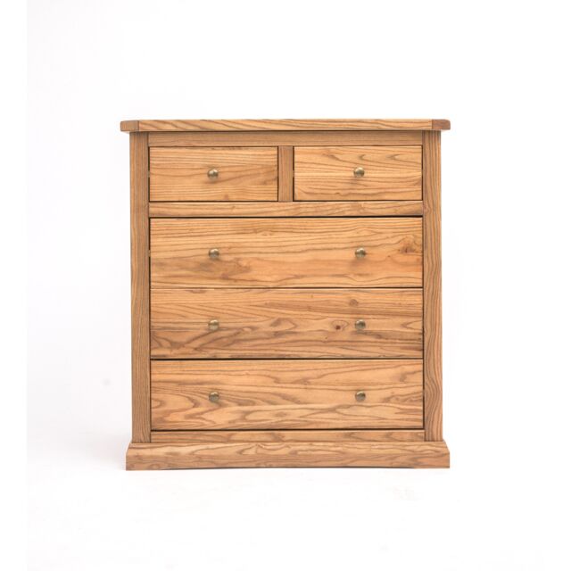 Cabinet Bits Salerno 5 Drawer Chest of Drawers Brass Knob in Natural - image 1