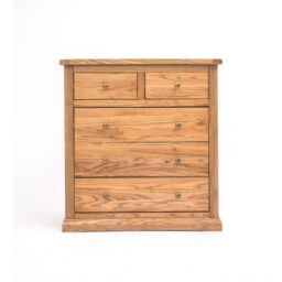 Cabinet Bits Salerno 5 Drawer Chest of Drawers Brass Knob in Natural