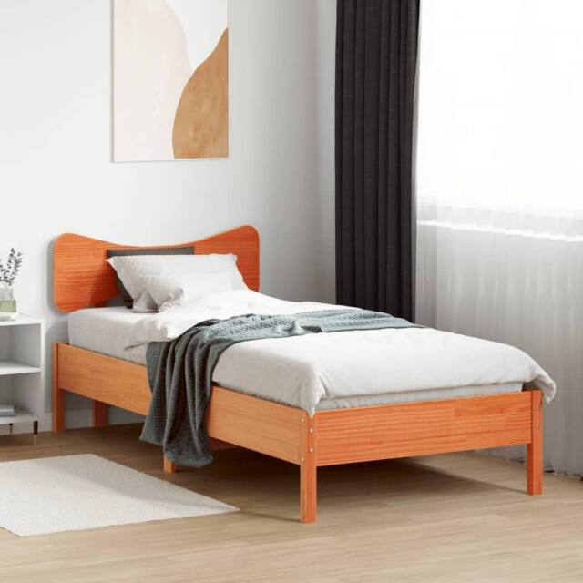 Berkfield Home Beautiful Bed Frame without Mattress Wax Brown 90x200 cm Solid Wo - image 1