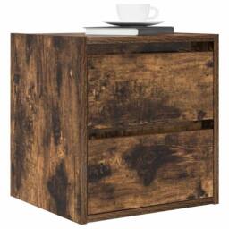 Berkfield Home Durable Wall-mounted Bedside Cabinets 2 pcs Smoked Oak 38x34x40 cm in Brown - Size: 38 x 34 x 40 cm - thumbnail 4
