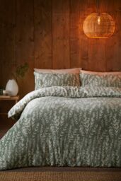 Fusion 'Winter Foliage' Super Soft Fleece Duvet Cover Set in Green - Size: King - thumbnail 1