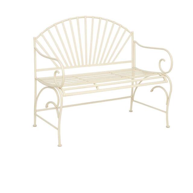 Melody Maison Large Ornate Pink Metal Garden Bench 103cm in Purple - image 1