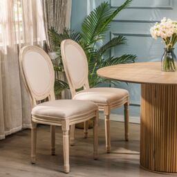 Nordlys Set of 2 Classic Wooden Dining Room Chairs in Beige - thumbnail 8
