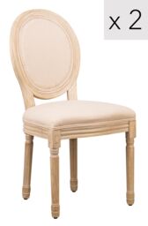 Nordlys Set of 2 Classic Wooden Dining Room Chairs in Beige - thumbnail 1