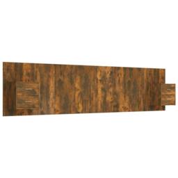 Berkfield Home Classic Bed Headboard with Cabinets Smoked Oak Engineered Wood in Brown - thumbnail 3