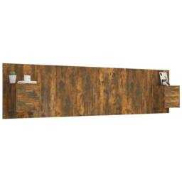 Berkfield Home Classic Bed Headboard with Cabinets Smoked Oak Engineered Wood in Brown - thumbnail 1