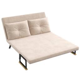 STILVORA Double Sofa Bed 4-in-1 Convertible Beige Velvet - thumbnail 5