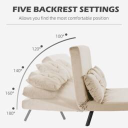 STILVORA Double Sofa Bed 4-in-1 Convertible Beige Velvet - thumbnail 7
