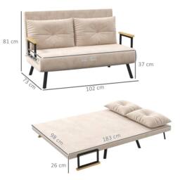 STILVORA Double Sofa Bed 4-in-1 Convertible Beige Velvet - thumbnail 4