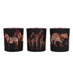 Naturecraft Set of 3 Glass Tealight Holders in Black - thumbnail 2