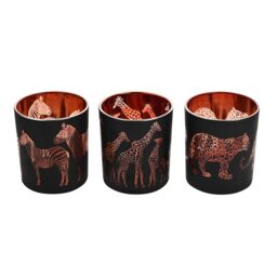 Naturecraft Set of 3 Glass Tealight Holders in Black - thumbnail 1