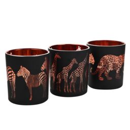 Naturecraft Set of 3 Glass Tealight Holders in Black - thumbnail 3
