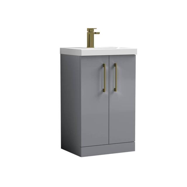 Balterley Modern Bathroom 2 Soft Close Door Vanity Unit Basin, Satin Grey, 500mm in Grey - image 1