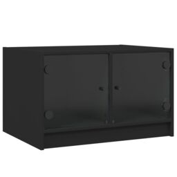 Berkfield Home Coffee Table with Glass Doors Black 68x50x42 cm - Size: 68 x 50 x 42 cm - thumbnail 2