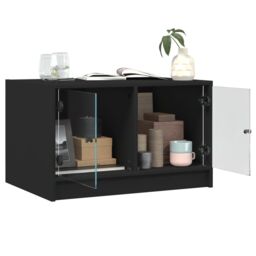 Berkfield Home Coffee Table with Glass Doors Black 68x50x42 cm - Size: 68 x 50 x 42 cm - thumbnail 5