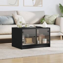 Berkfield Home Coffee Table with Glass Doors Black 68x50x42 cm - Size: 68 x 50 x 42 cm - thumbnail 3